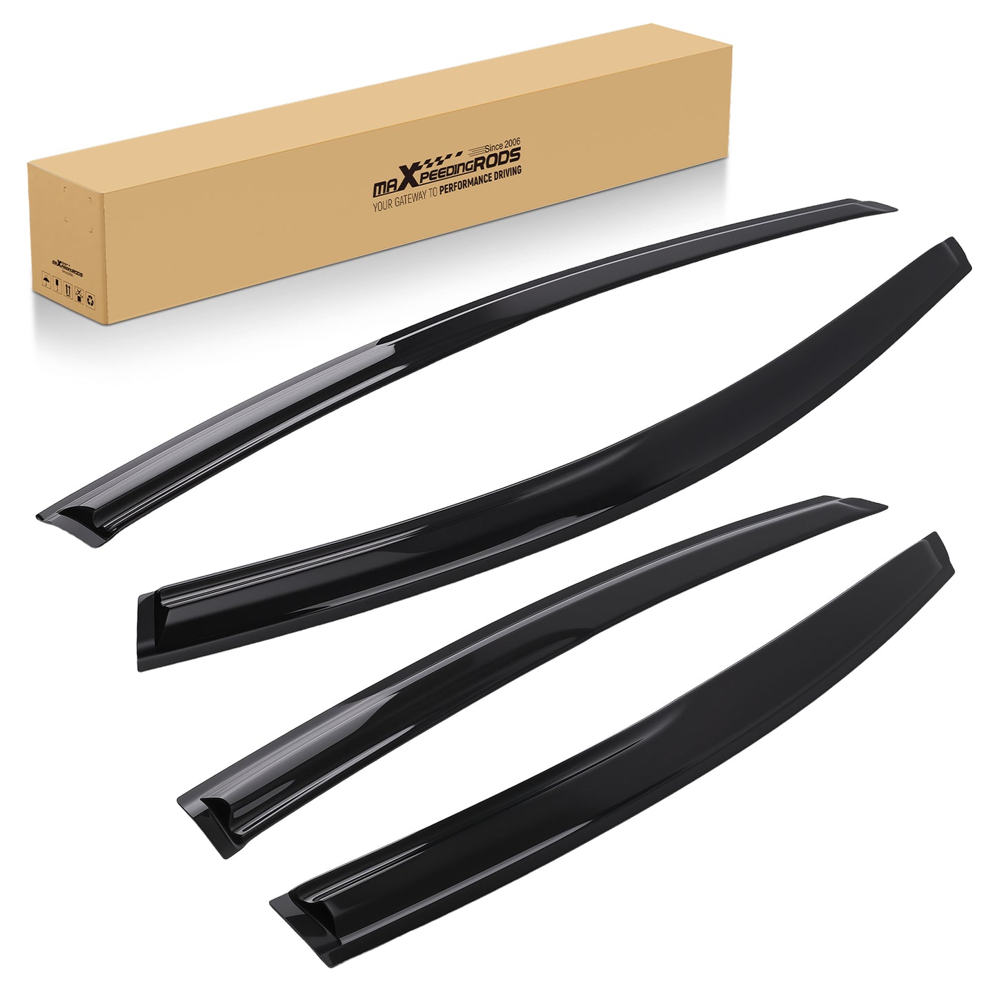4PC Window Rain Guard Deflector Set compatible For Hyundai Sonata 2015-2019 Black Tinted