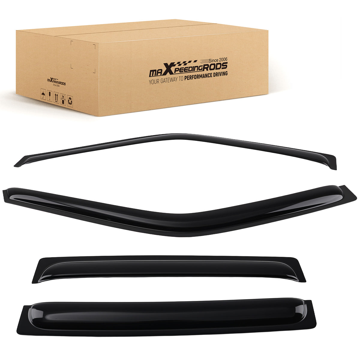4Pcs Acrylic Window Visor compatible For Nissan Frontier Crew Cab 2005-2020 Black Set