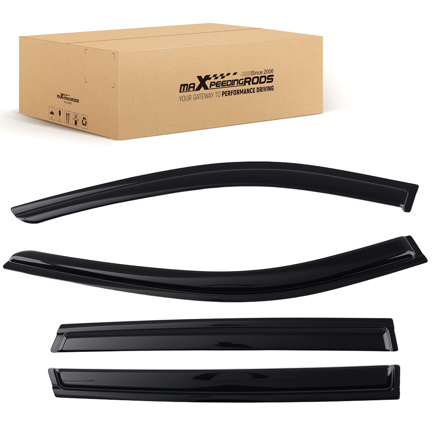 4Pcs Window Rain Guard Visor compatible For Nissan Rogue 2014-2020 Black Acrylic 1.8mm