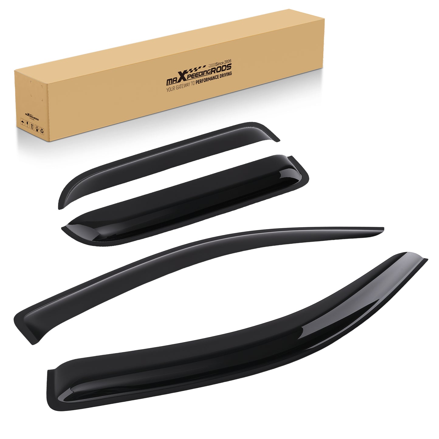 4pc Rain Guards Wind Deflectors compatible For Chevy Silverado Double Cab 2014-2018 Black