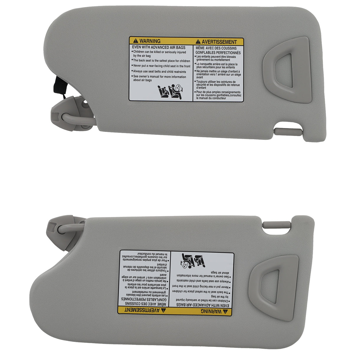 Driver+Passengerwith Light Sun Visorfor compatible for Nissan Altima 13-18 96401-3TA2A Gray