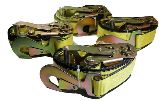 2" x 8 Ft Axle Wrap Auto Tie Down Ratchet Straps w/ Snap Hooks YELLOW | 4 PACK