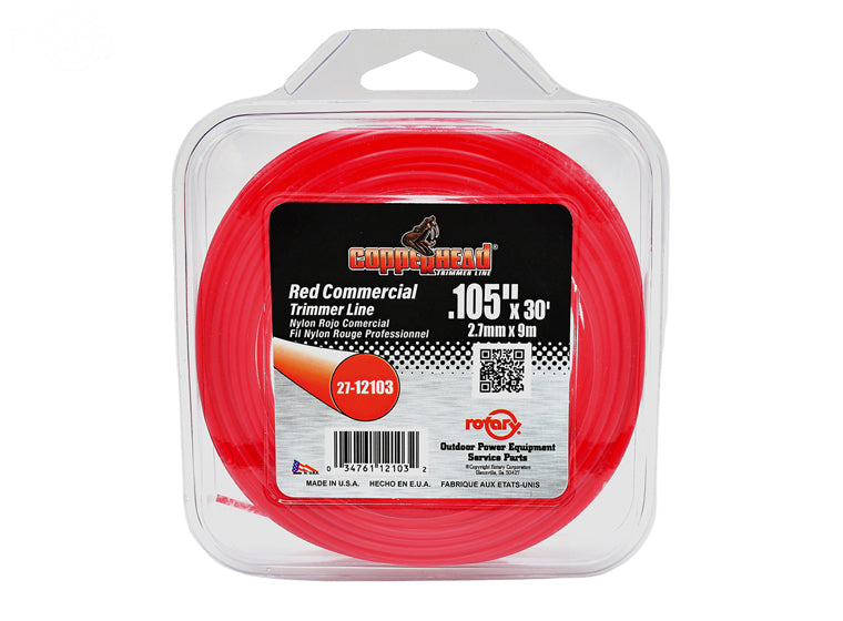 12103 Rotary Trimmer Line .105 30' Loop Red Commercial