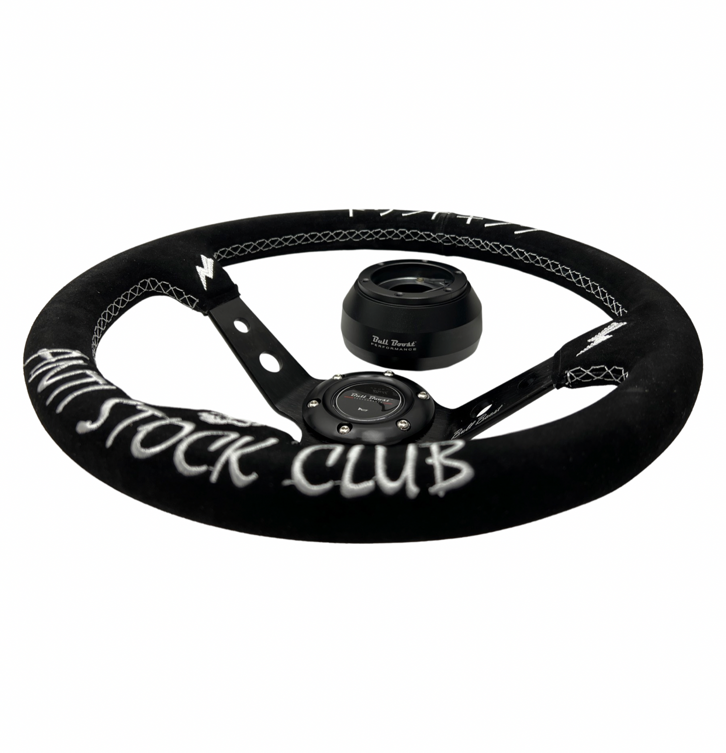 Suede Deep Dish Steering Wheel + Short Hub Adapter Kit For Dodge GM Buick Chevy