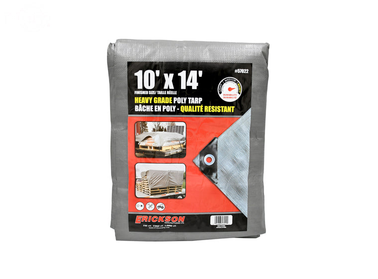Rotary 17410 57022 Erickson Heavy Duty Poly Tarp 10' X 14' Silver
