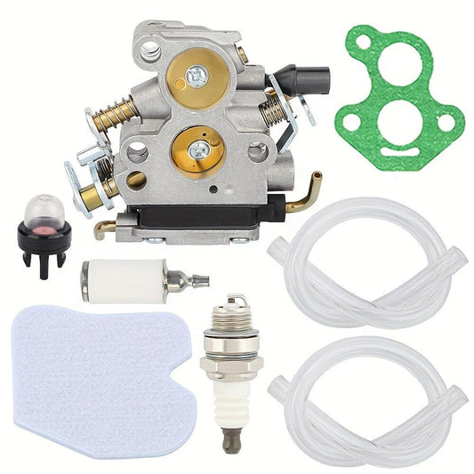 1set Hipa Carburetor Kit For Husqvarna & Jonsered Chainsaws, Fits Models 240 240E 235 235E 236 CS2234 CS2234S CS2238 CS2238S, Includes Fuel Filter, Spark Plug, Air Filter, 2pcs Fuel Lines, & Gasket