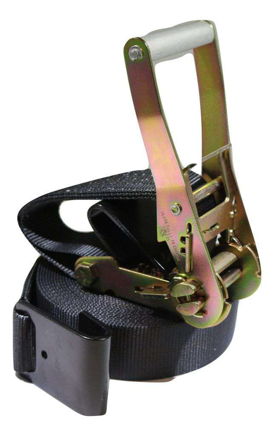 2" x 35 Ft Black Web Ratchet Strap w/ Flat Hooks | R35FBK
