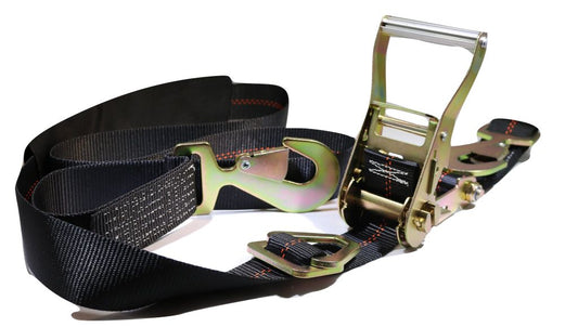 2" x 8 Ft Ratchet Axle Strap w/ Snap Hooks, Adjustable w/ Wear Sleeve | COLOR OPTIONS