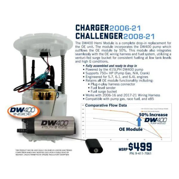 DeatschWerks 2006-2021 Dodge Charger/Challenger 06-19 Chrysler 300 (Excluding. 6.2L Hellcat) DW400 Pump Module Drop In Pump