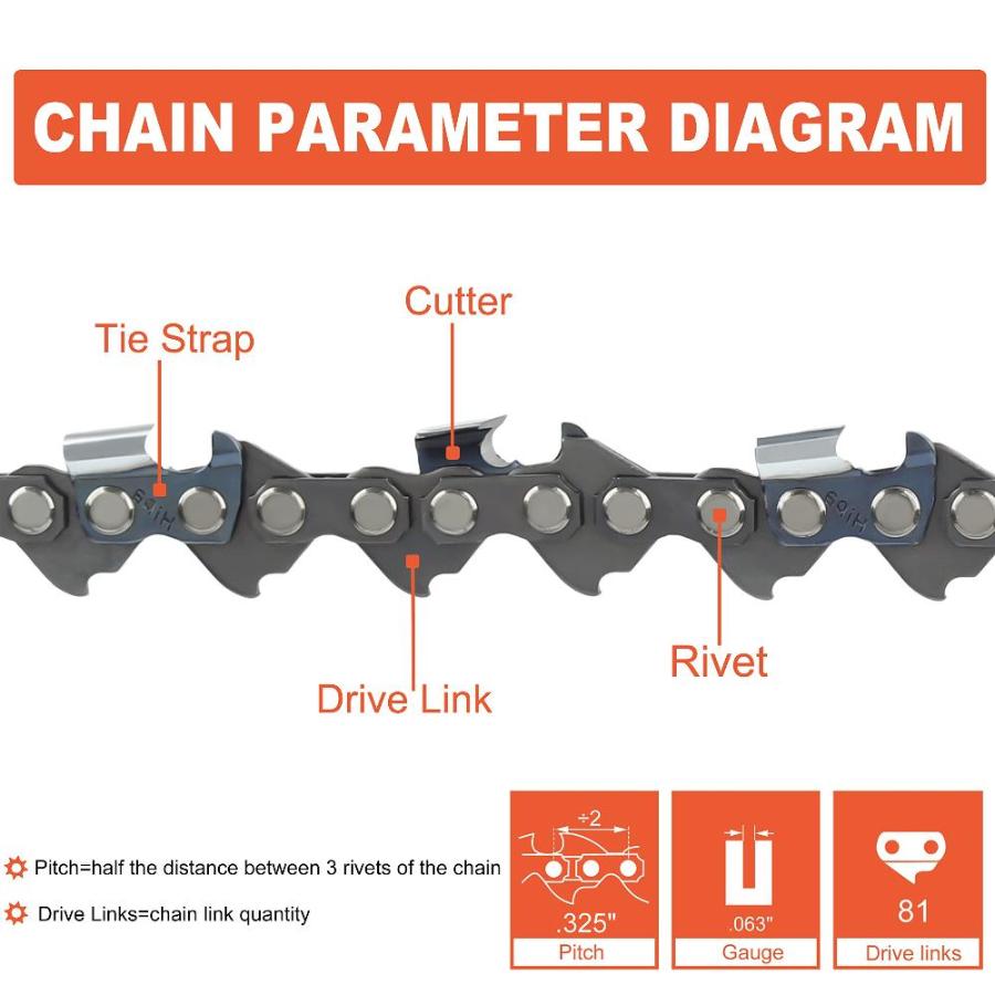 20 Inch MS290 Chain .325 Pitch .063 Gauge 81 DL For Stihl MS271 MS261 MS270 MS280 MS 260 290 024 026 028 Chainsaw 26RM3 81 22BPX081G