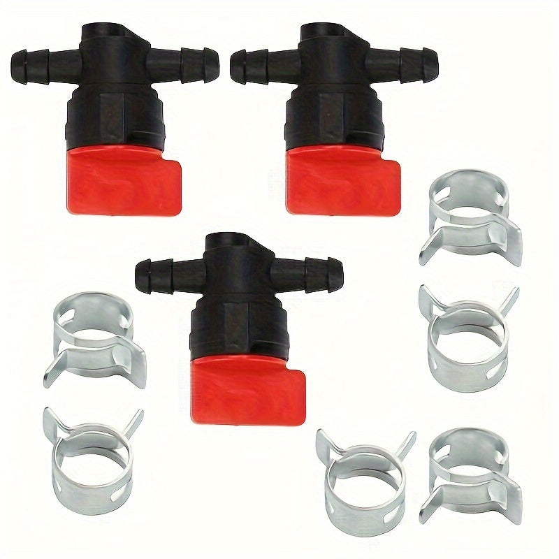 3pcs 1/4" InLine Straight Fuel Gas Cut-Off Shut Off Valve Petcock Motorcycle