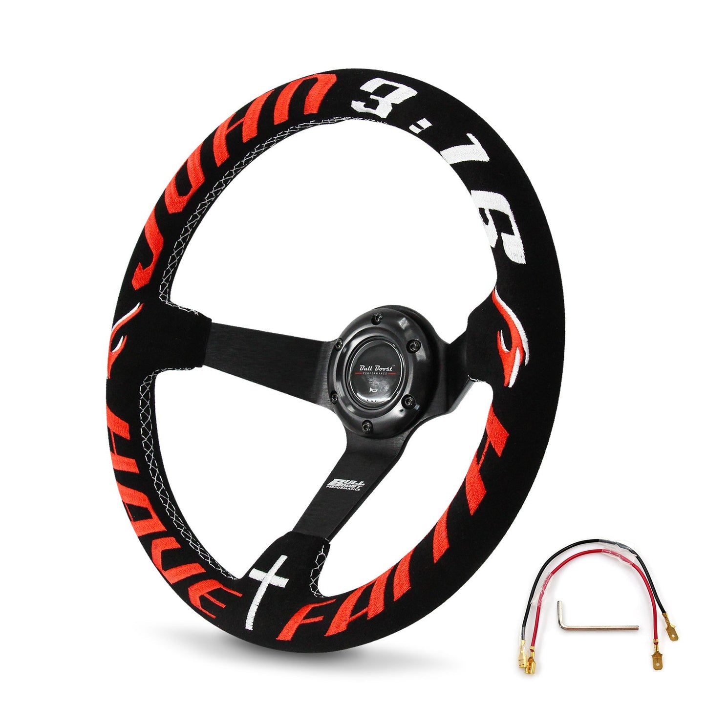 Have Faith Infiniti G35 G37 Suede 3"Deep Dish Steering Wheel + Quick Release Short Hub Adapter