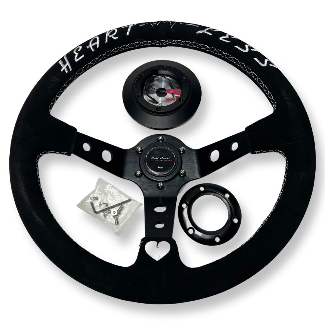 Suede Aluminum Steering Wheel + Billet Short Hub Adapter Kit For Civic Integra Accord