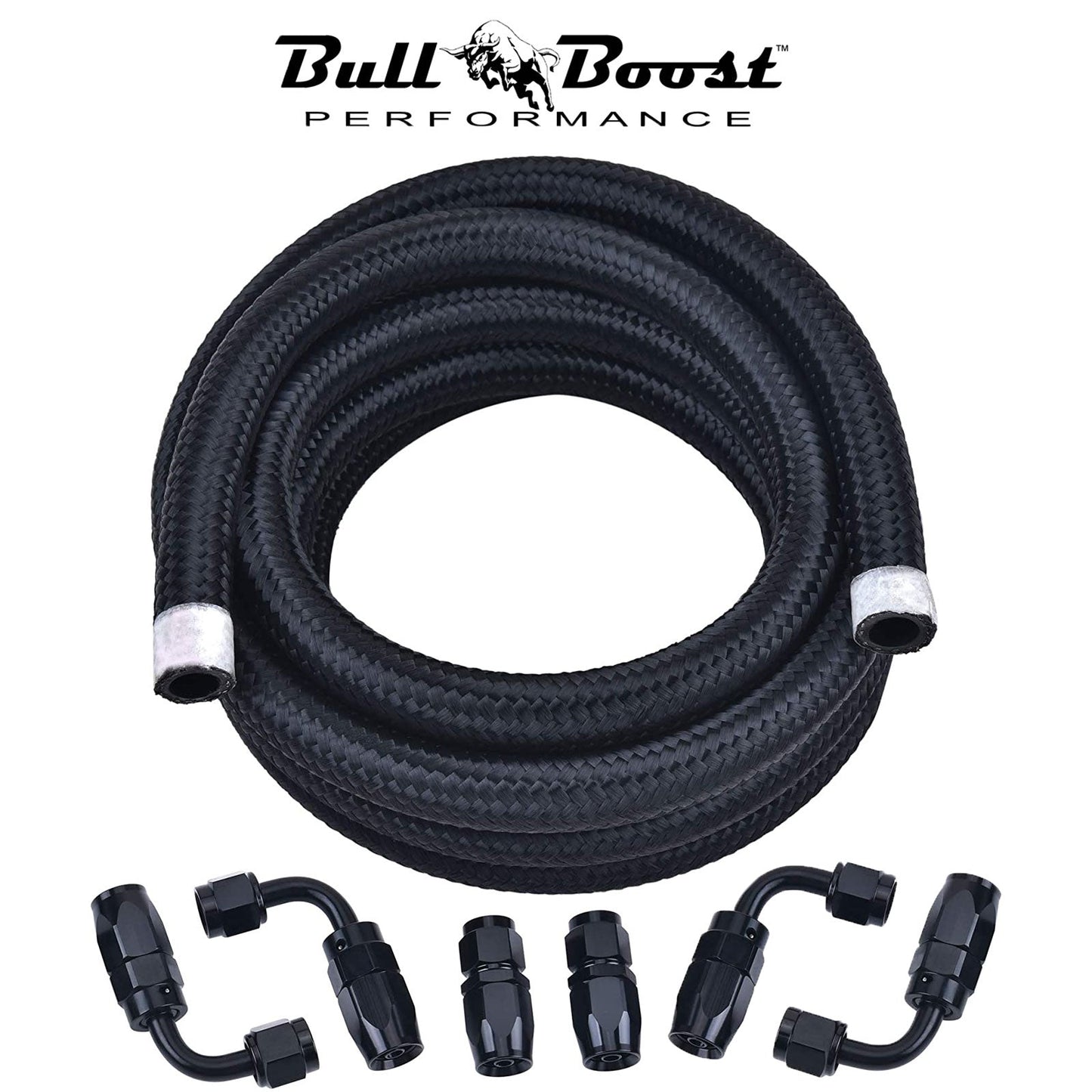 -6 AN Braided 3-8 Fuel Line Oil-Gas-Fuel Hose Line Aluminum Hose End Fitting Kit