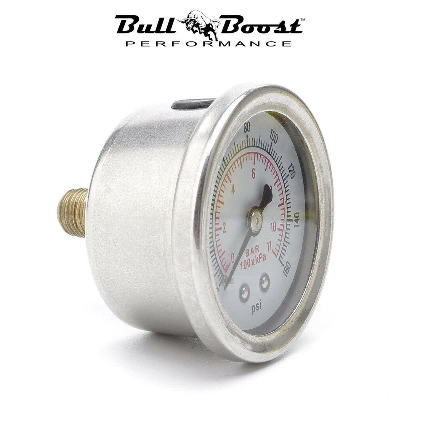 Fuel Pressure Regulator Gauge 0-160 Psi Bar Liquid Fill Chrome Fuel Oil Rail