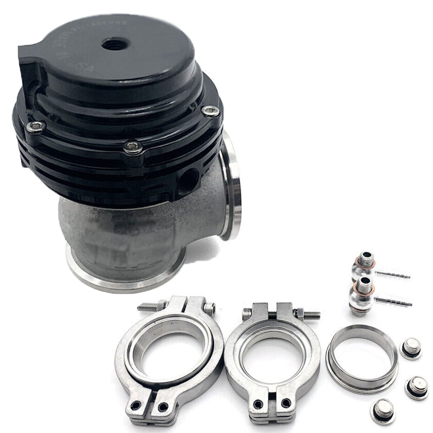 38mm External Turbo Wastegate Black - Fits Tial Springs & Flange - 22PSI V-Band Flange Turbo