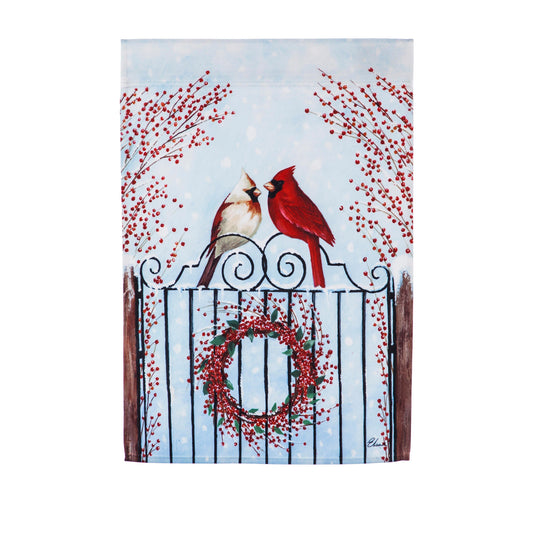 Winter Birds and Berries House Satin Flag