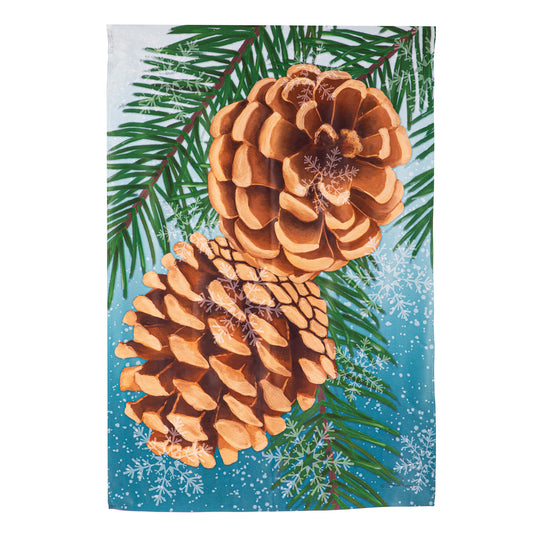 Winter Pine Cone Estate Suede Flag