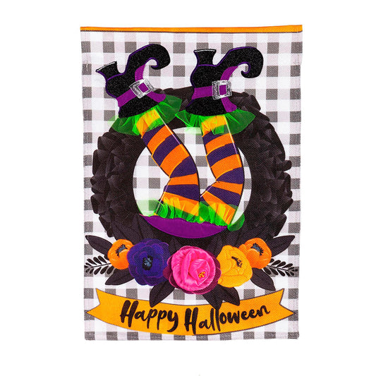Wicked Witch Legs Garden Burlap Flag