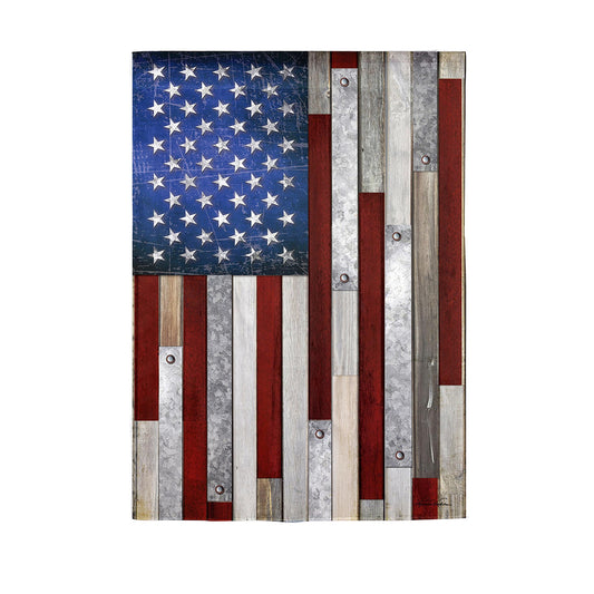 Wood Stripe American Flag Garden Suede Flag