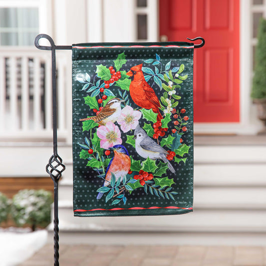 Winter Bird Friends Lustre Garden Flag