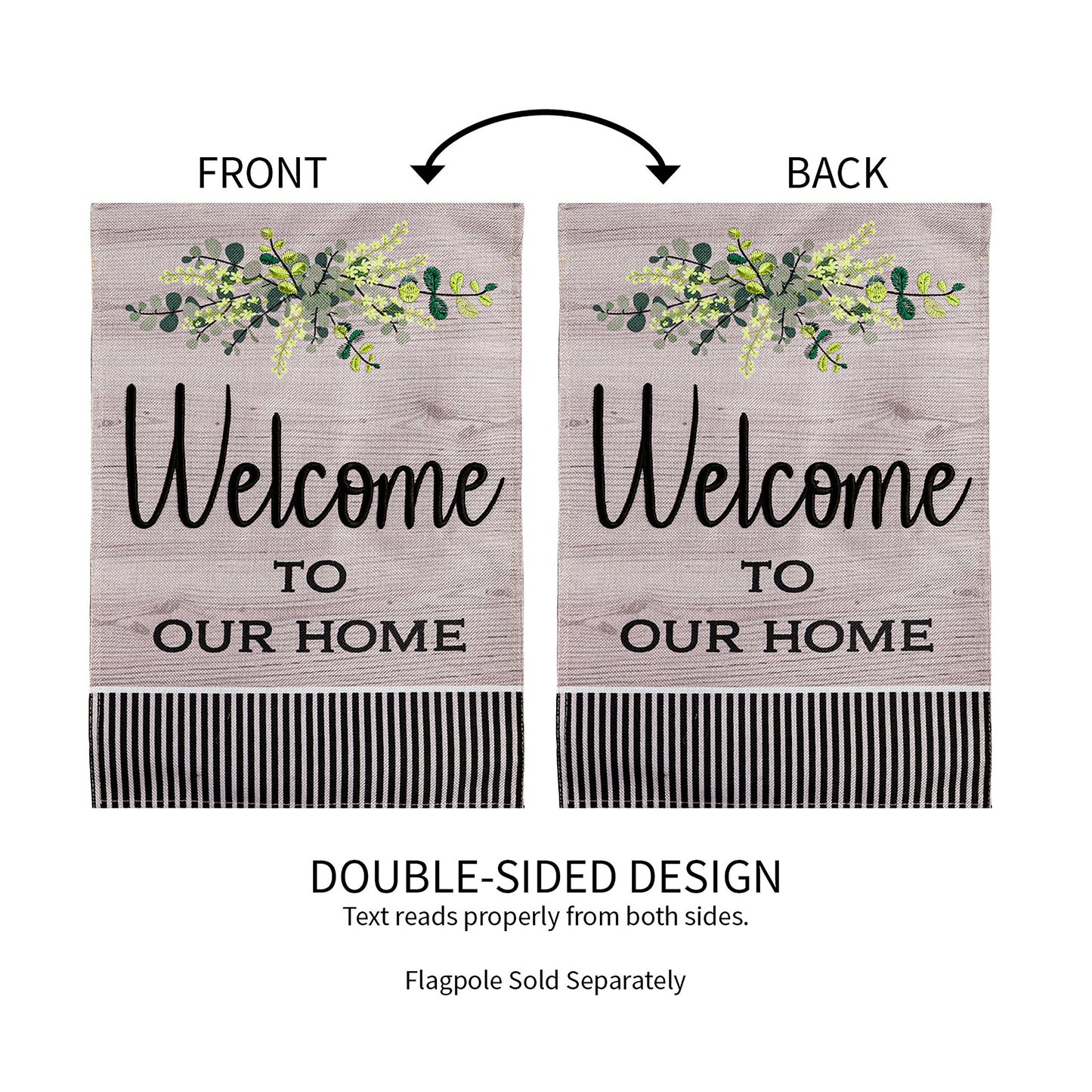 Wood Grain Welcome Garden Burlap Flag
