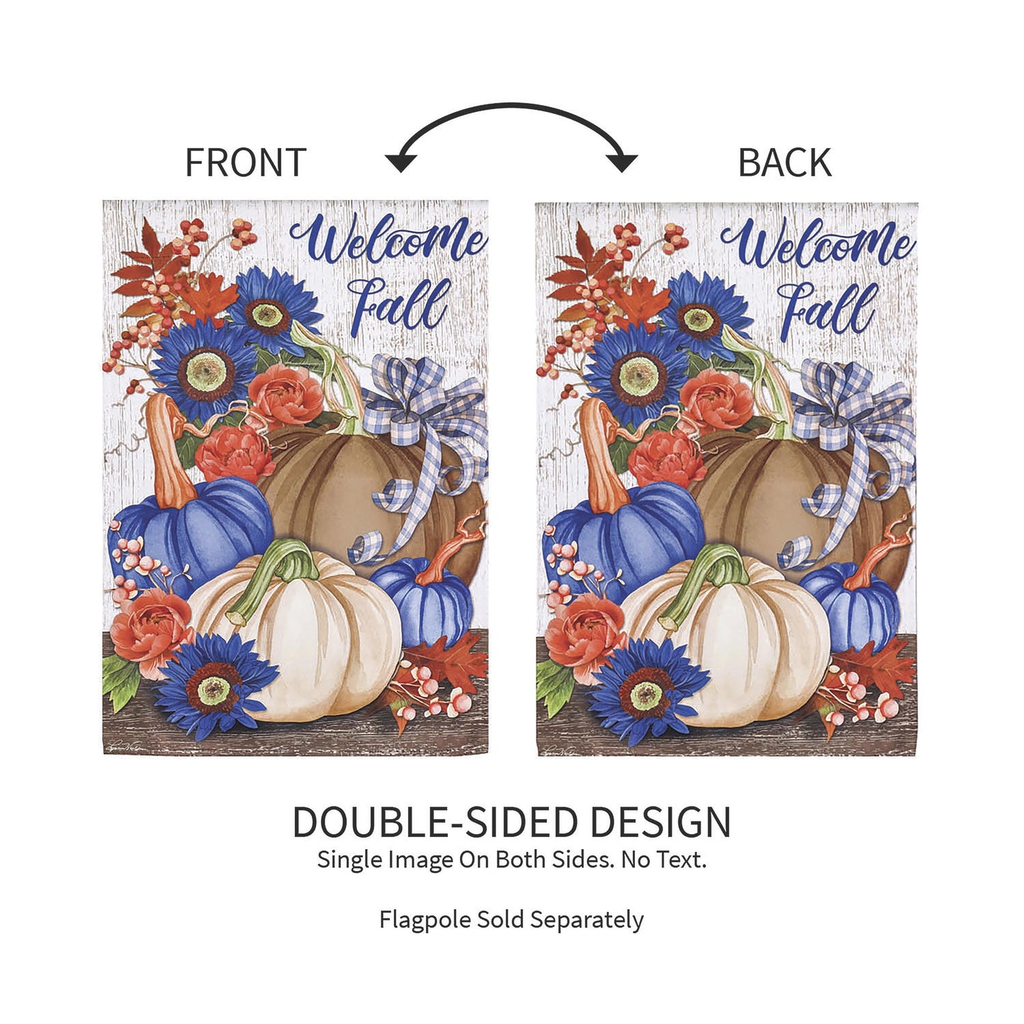 Welcome Fall Neutral Garden Suede Flag