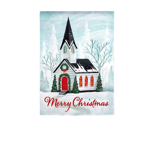 Winter Church Linen Garden Flag