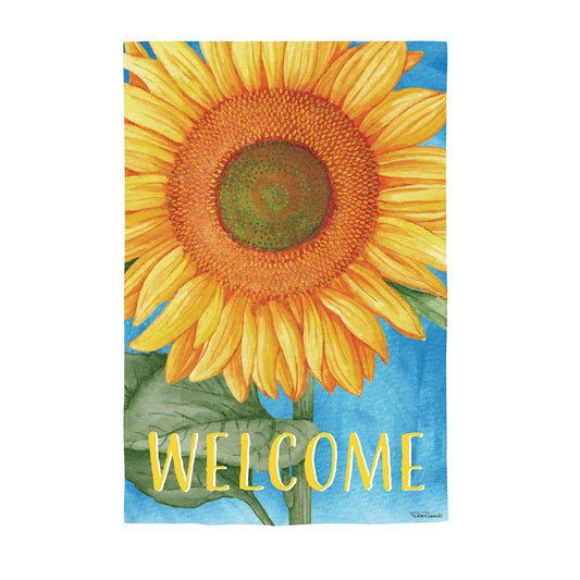 Welcome Sunflower Suede House Flag