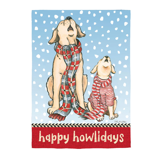 Winter Pups Suede Garden Flag