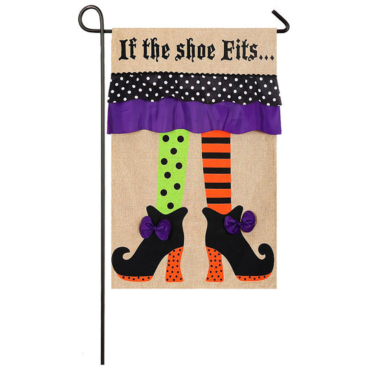 Witch Feet Garden Burlap Flag