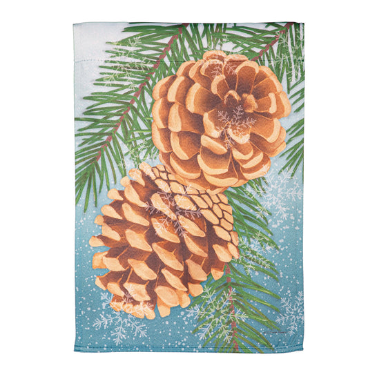 Winter Pine Cone Suede Garden Flag