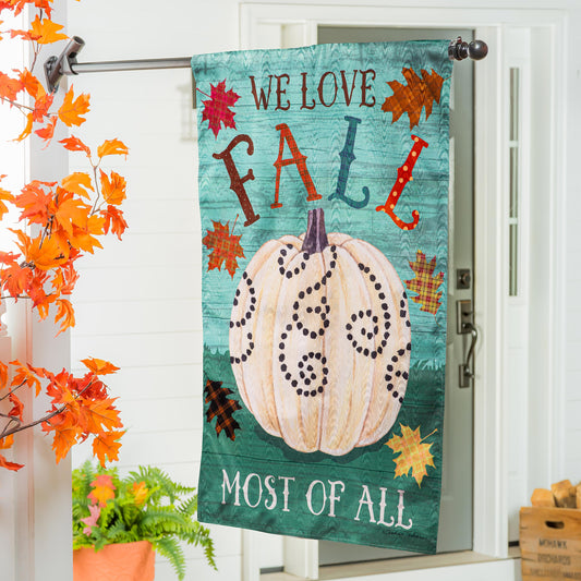 We Love Fall Most of All Moire House Flag