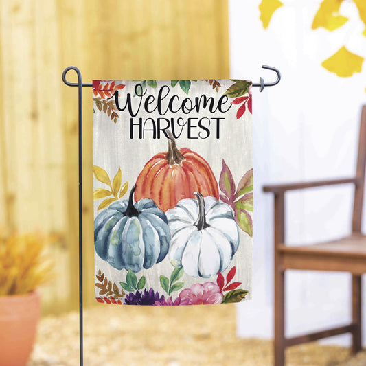 Welcome Harvest Suede Garden Flag