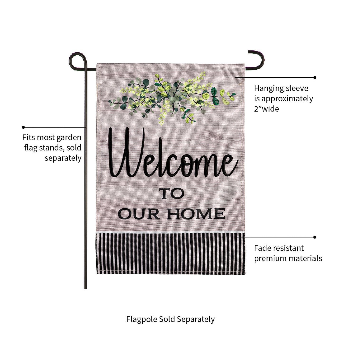 Wood Grain Welcome Garden Burlap Flag