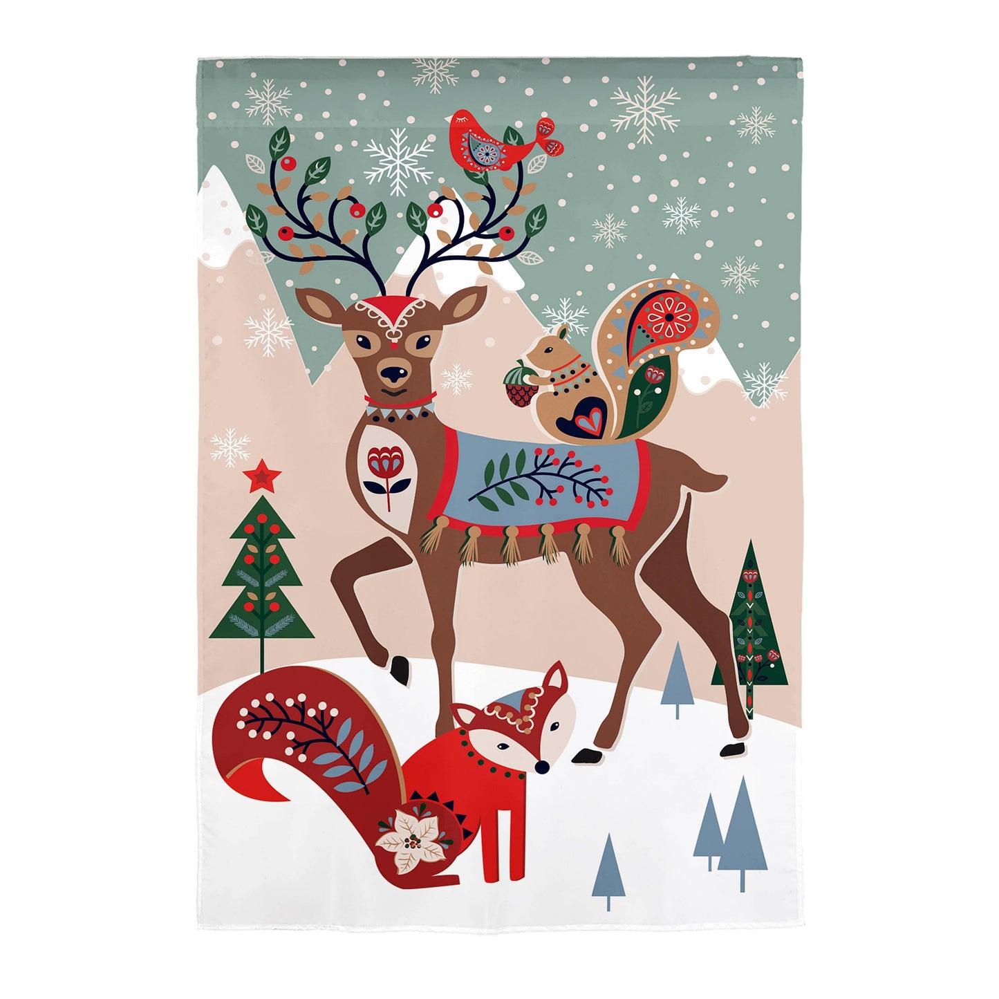 Woodland Creatures Burlap House Flag