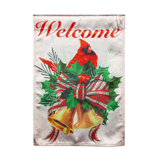 Welcome Cardinal Lustre Garden Flag