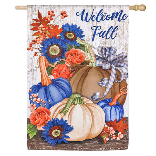 Welcome Fall Neutral House Suede Flag