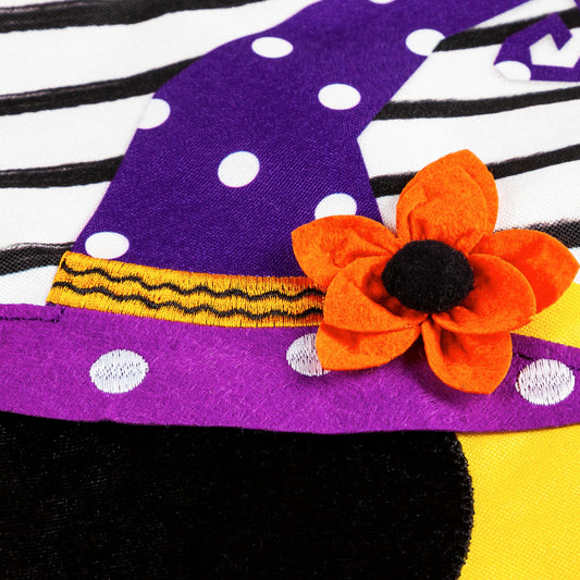 Witchy Black Cat Garden Linen Flag