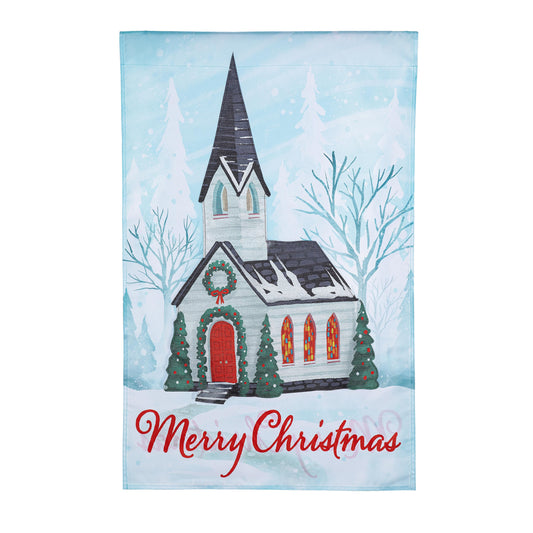 Winter Church Applique House Flag