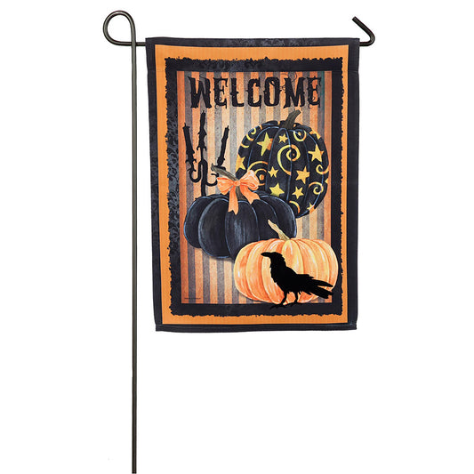 Welcome Halloween Pumpkins Garden Suede Flag