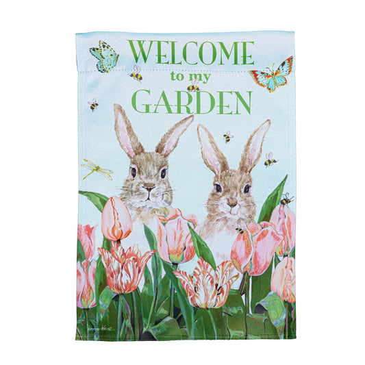 Welcome To My Garden Suede Garden Flag