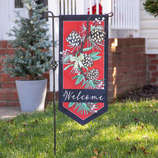 Winter Pine Welcome Garden Flag