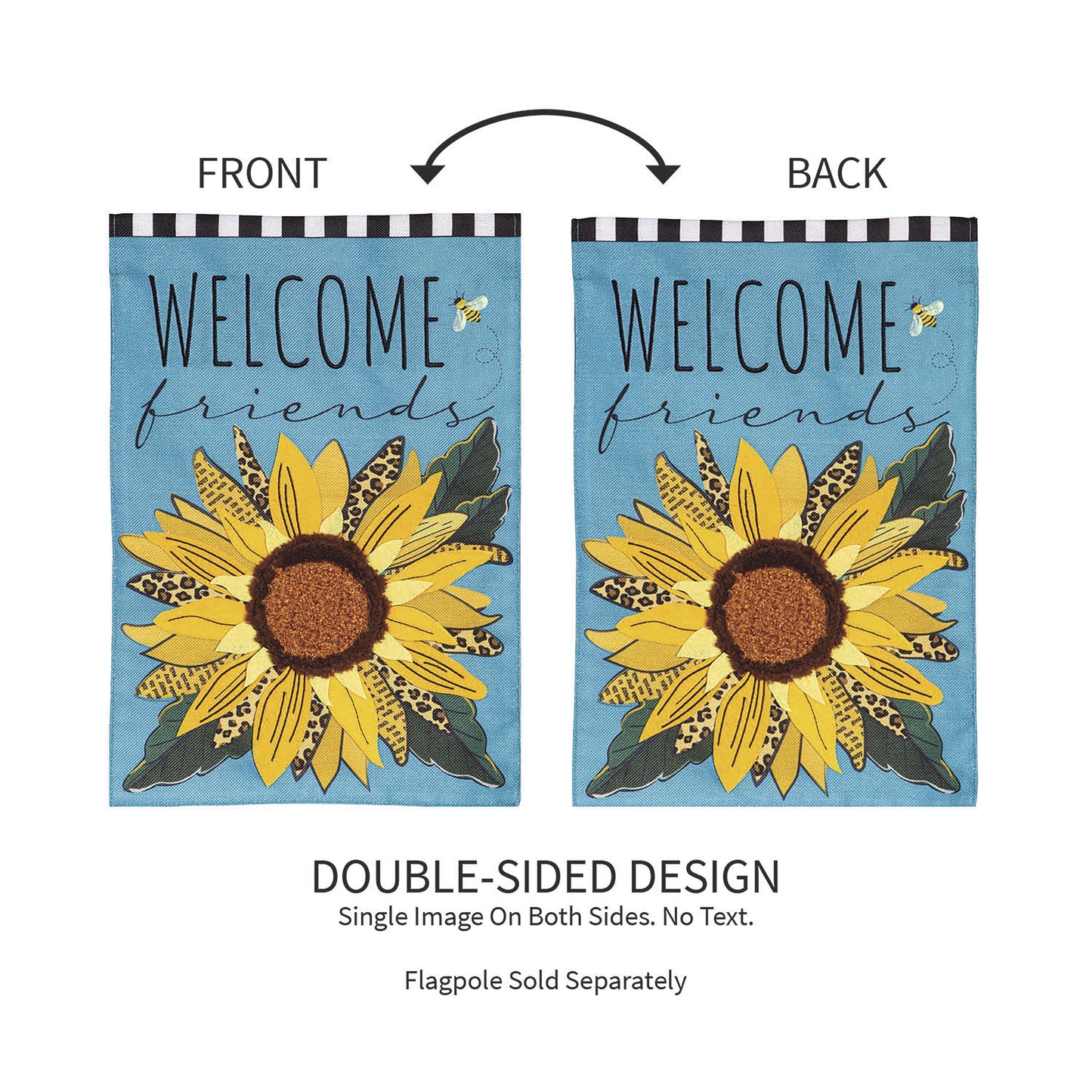 Welcome Friends Leopard Sunflower Burlap Garden Flag