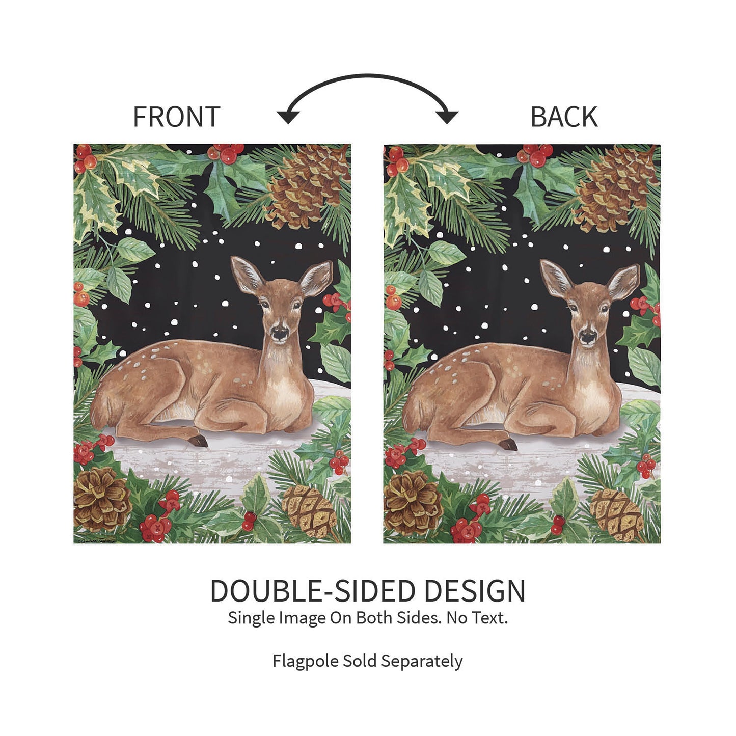 Woodland Peace on Earth Deer Suede Garden Flag