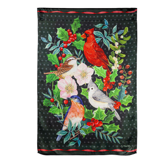 Winter Bird Friends Lustre House Flag
