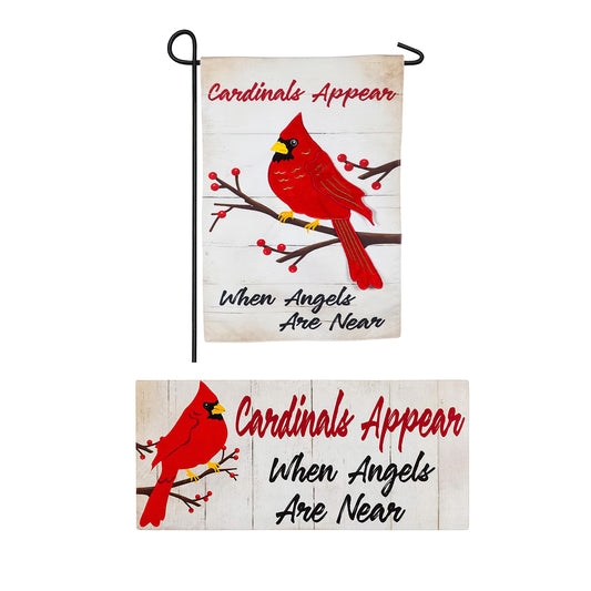 When Angels Are Near Garden Burlap Flag and Sassafras Mat Set (14L8772+438772ECM)