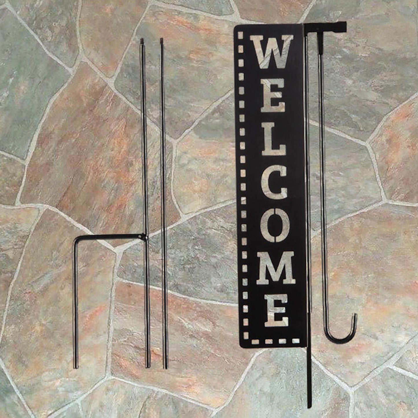 Welcome Laser Cut Garden Flag Stand