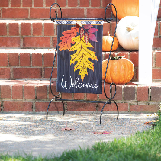 Welcome Autumn Leaves Garden Linen Flag