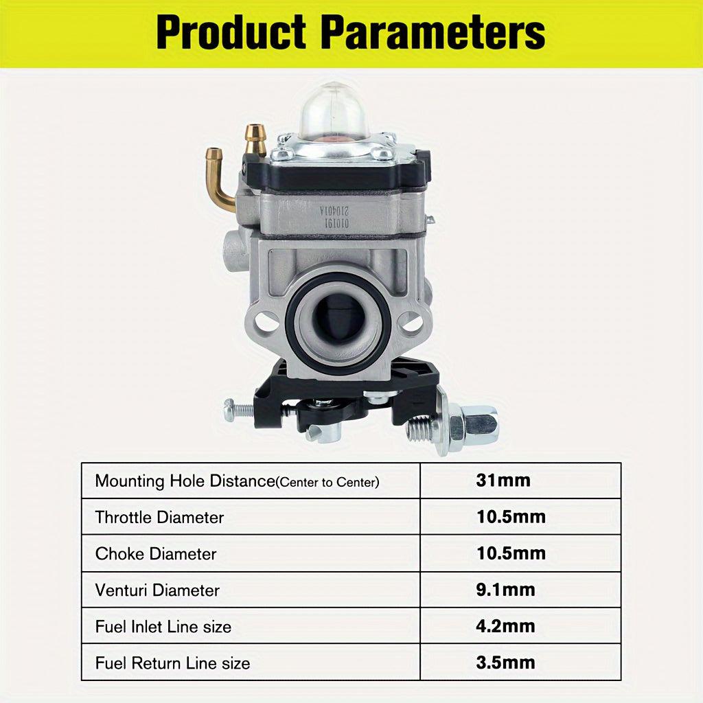 PCV43 Carburetor Kit - Durable & Easy Install for 43cc Gas 2 Cycle Engines - Perfect Fit for Powermate PCV43 Tiller & Echo HCA-260 Trimmer Models - Premium Quality with Enhanced Throttle Response